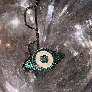 Emerald Color and Mother of Pearl Evil Eye Adjustable Bracelet